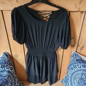 Black mini Wild Fable dress with open back and tie design
